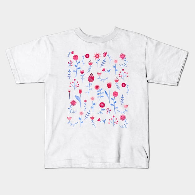 Hayfever Watercolor Flowers Art Kids T-Shirt by NicSquirrell